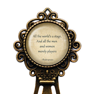 William Shakespeare All the World's a Stage Merely Players Bronze Bookmark