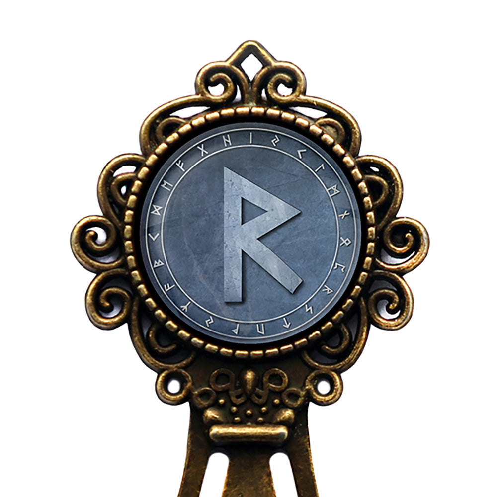 Viking Runes Elder Futhark Rune Circle R Raido Wheel Bronze Bookmark