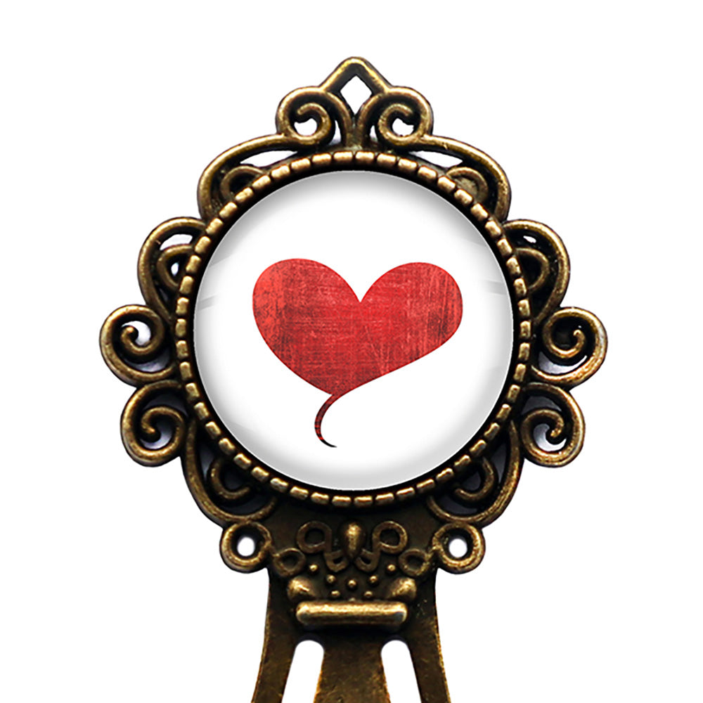 Red Valentines Love Heart Bronze Bookmark