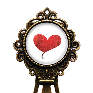 Red Valentines Love Heart Bronze Bookmark