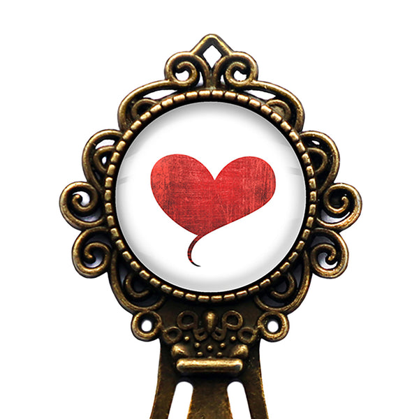 Red Valentines Love Heart Bronze Bookmark