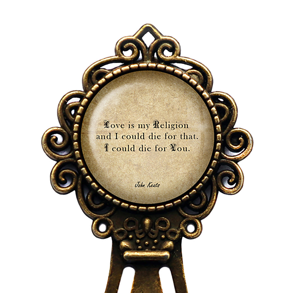 John Keats Love is My Religion Bronze Bookmark