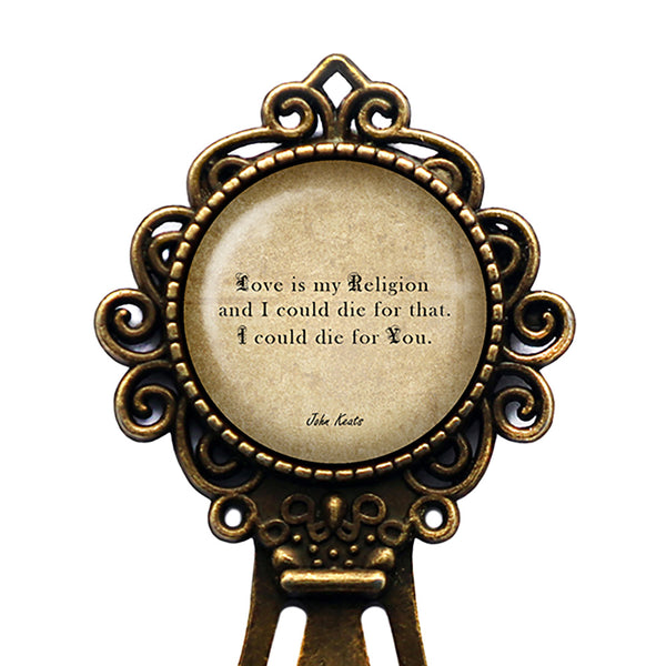 John Keats Love is My Religion Bronze Bookmark