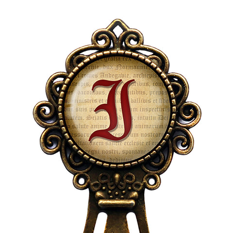 I Letter Old English Gothic Blackletter Magna Carta Bronze Bookmark
