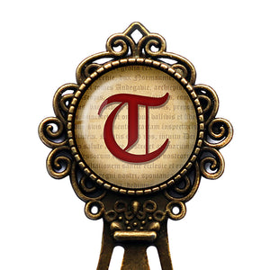 T Letter Old English Gothic Blackletter Magna Carta Bronze Bookmark