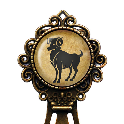 Zodiac Symbol Astrology Aries Bronze Bookmark