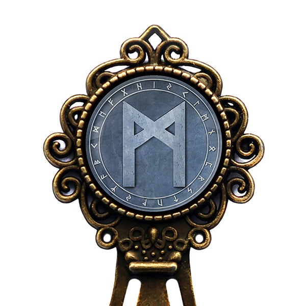 Viking Runes Elder Futhark Rune Circle M Mannaz Man Bronze Bookmark