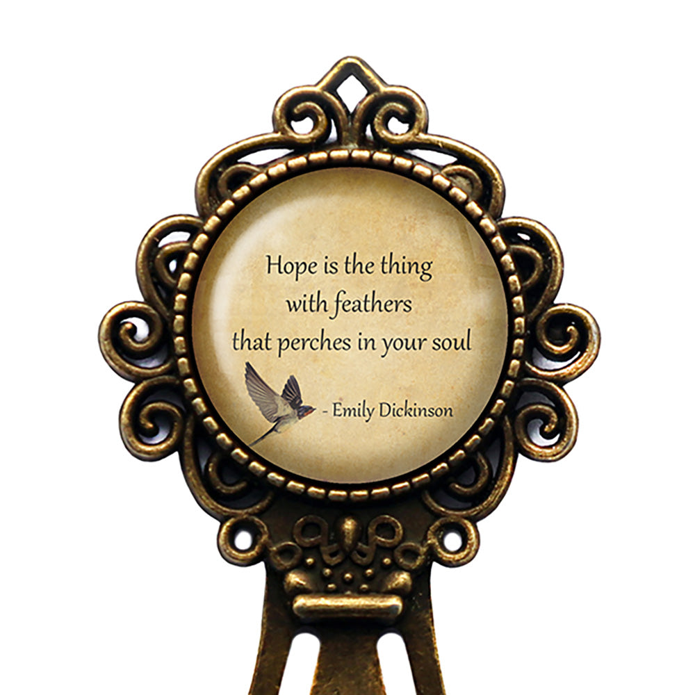 Emily Dickinson Hope is a Thing with Feathers Perches in your Soul Bronze Bookmark