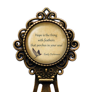 Emily Dickinson Hope is a Thing with Feathers Perches in your Soul Bronze Bookmark