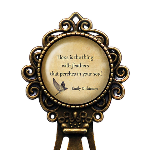 Emily Dickinson Hope is a Thing with Feathers Perches in your Soul Bronze Bookmark