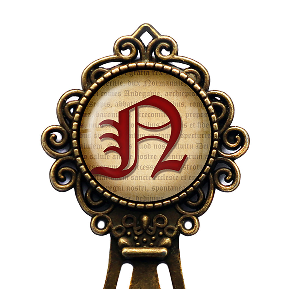 N Letter Old English Gothic Blackletter Magna Carta Bronze Bookmark