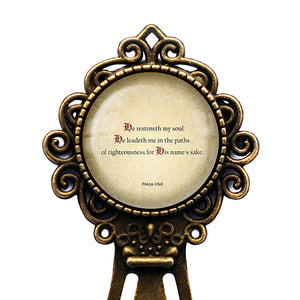 Psalm 23 3 He Restoreth my Soul King James Version KJV Bible Bronze Bookmark
