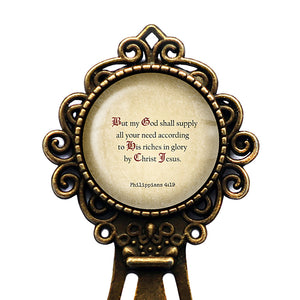 Philippians 4:19 God Shall Supply all your Need King James Version KJV Bible Bronze Bookmark