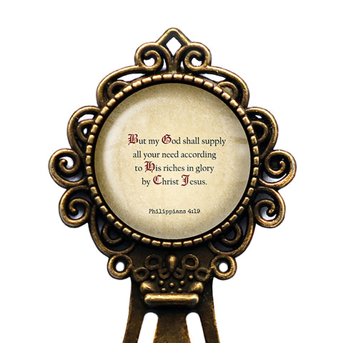 Philippians 4:19 God Shall Supply all your Need King James Version KJV Bible Bronze Bookmark