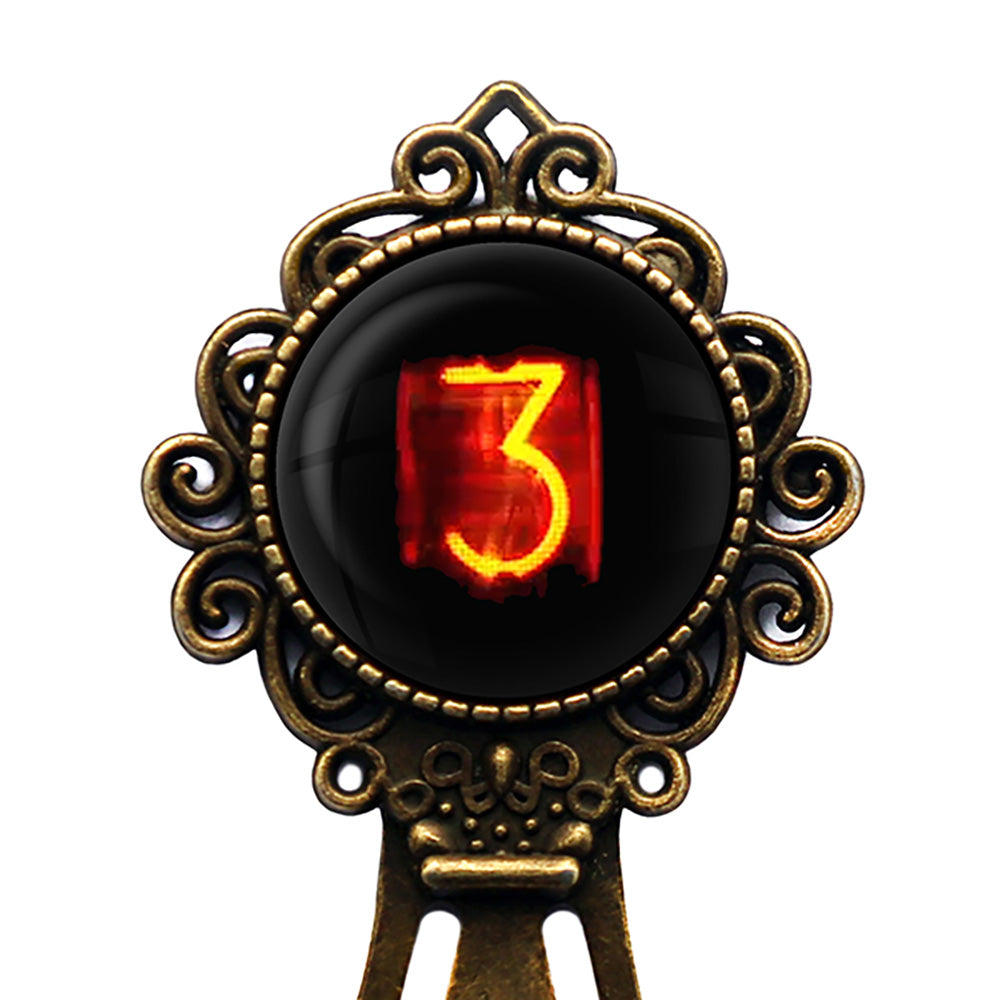 Dieselpunk Steampunk Cyberpunk Nixie Tube Print Number 3 Three Bronze Bookmark