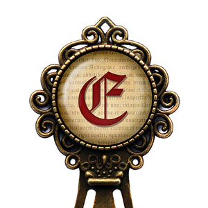 E Letter Old English Gothic Blackletter Magna Carta Bronze Bookmark