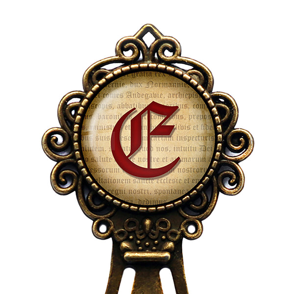 E Letter Old English Gothic Blackletter Magna Carta Bronze Bookmark