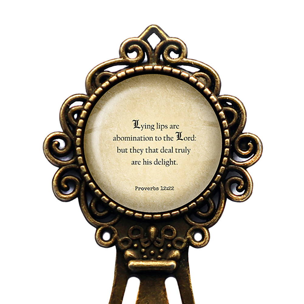 Proverbs 12:22 They that Deal Truly are his Delight King James Version KJV Bible Bronze Bookmark
