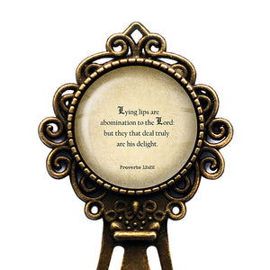 Proverbs 12:22 They that Deal Truly are his Delight King James Version KJV Bible Bronze Bookmark