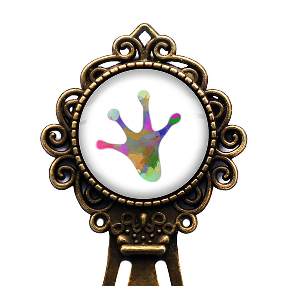 Frog Paw Print Rainbow Watercolor Bronze Bookmark
