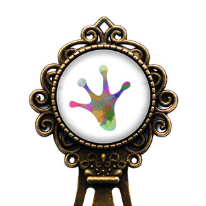 Frog Paw Print Rainbow Watercolor Bronze Bookmark