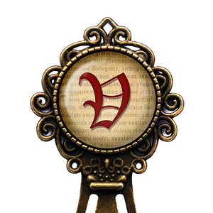V Letter Old English Gothic Blackletter Magna Carta Bronze Bookmark
