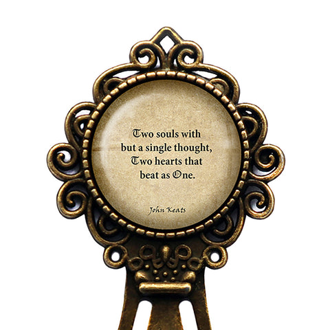 John Keats Two Souls with a Single Thought Bronze Bookmark