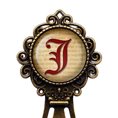 J Letter Old English Gothic Blackletter Magna Carta Bronze Bookmark