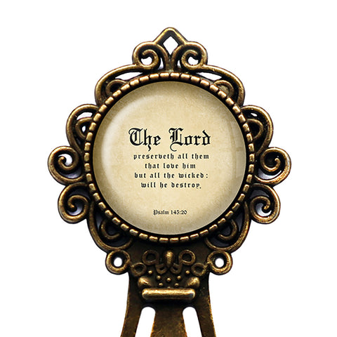 Psalm 145:20 The Lord Preserveth all that Love Him King James Version KJV Bible Bronze Bookmark