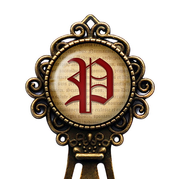 P Letter Old English Gothic Blackletter Magna Carta Bronze Bookmark