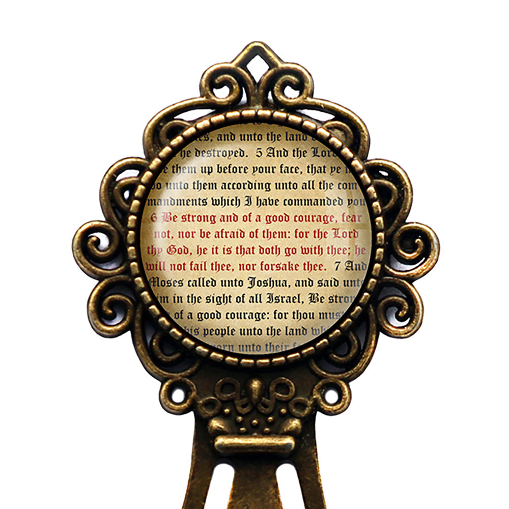 Deuteronomy 31:6 Be Strong and of a Good Courage King James Version KJV Bible Bronze Bookmark
