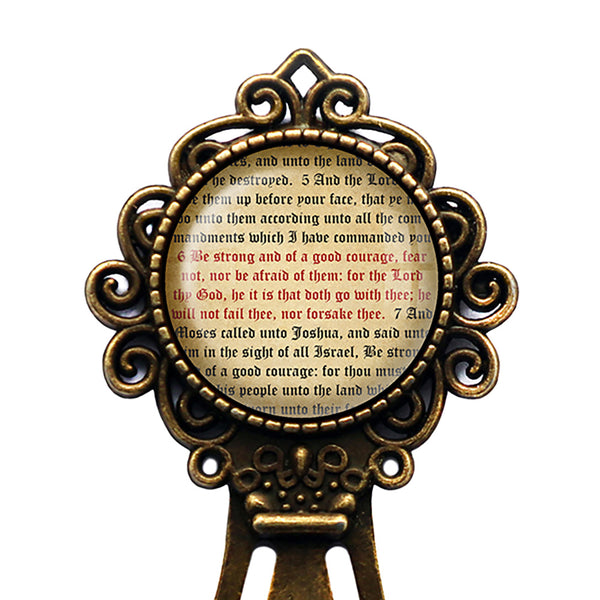 Deuteronomy 31:6 Be Strong and of a Good Courage King James Version KJV Bible Bronze Bookmark