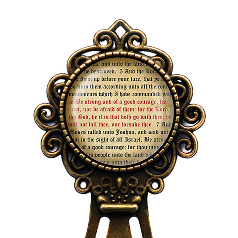 Deuteronomy 31:6 Be Strong and of a Good Courage King James Version KJV Bible Bronze Bookmark