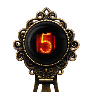 Dieselpunk Steampunk Cyberpunk Nixie Tube Print Number 5 Five Bronze Bookmark