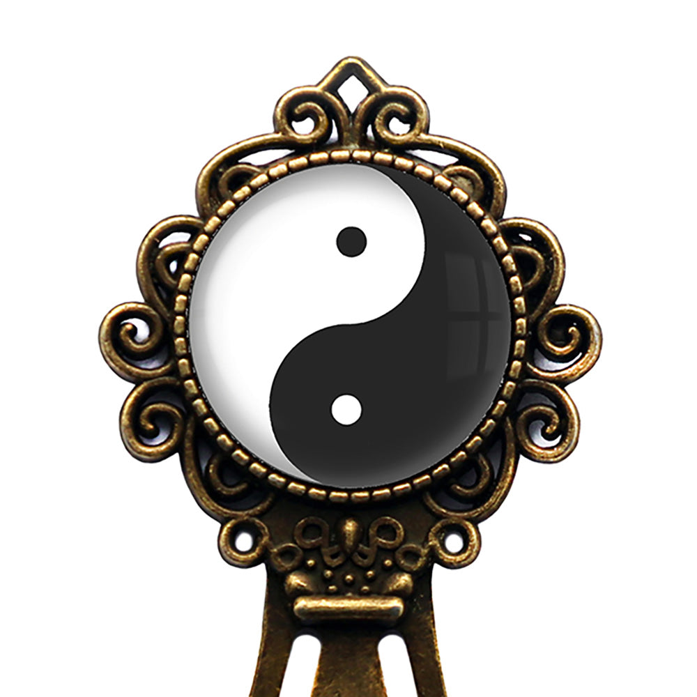 Yin Yang Black White Balance Bronze Bookmark
