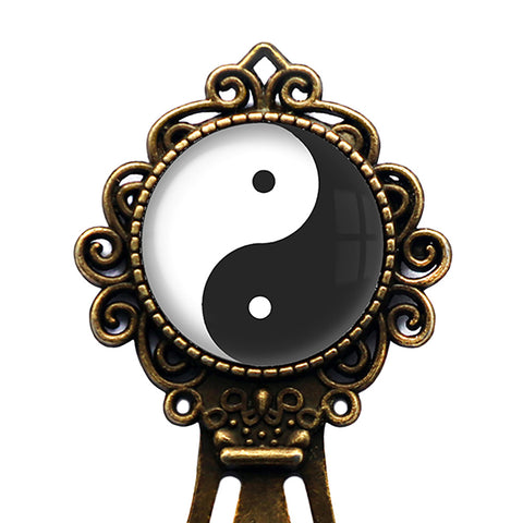 Yin Yang Black White Balance Bronze Bookmark