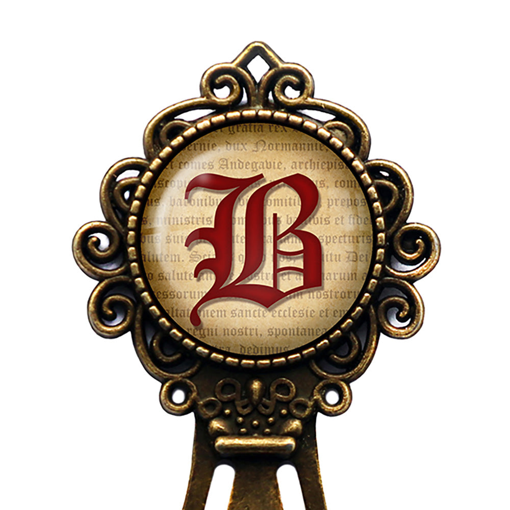 B Letter Old English Gothic Blackletter Magna Carta Bronze Bookmark
