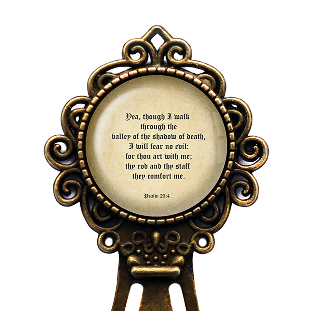 Psalm 23:4 The Valley of the Shadow of Death King James Version KJV Bible Bronze Bookmark