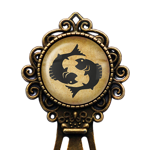 Astrology Zodiac Sign Pisces Bronze Bookmark