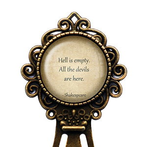 William Shakespeare Hell is Empty All the Devils are Here Bronze Bookmark