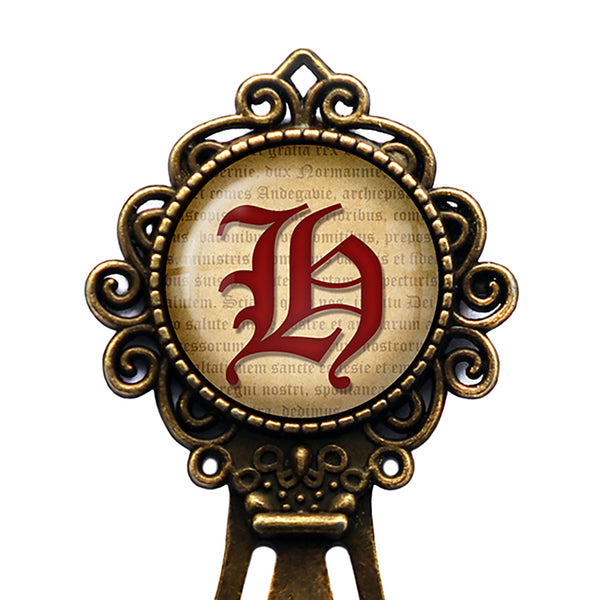 H Letter Old English Gothic Blackletter Magna Carta Bronze Bookmark