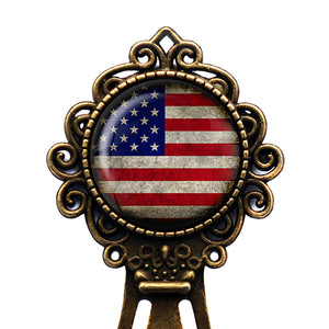 United States of America USA Flag Bronze Bookmark