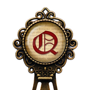Q Letter Old English Gothic Blackletter Magna Carta Bronze Bookmark