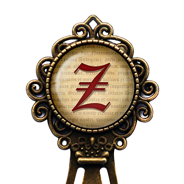 Z Letter Old English Gothic Blackletter Magna Carta Bronze Bookmark