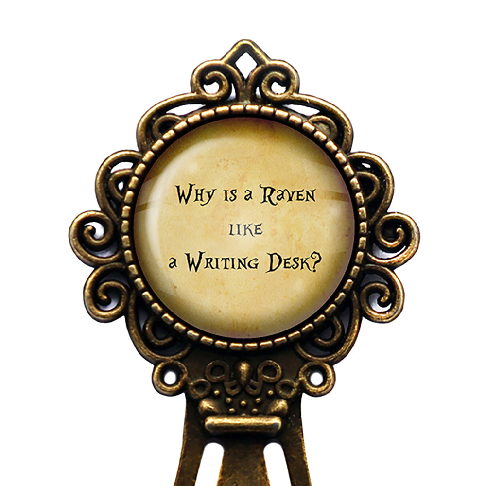 Alice in Wonderland Raven Writing Desk Bronze Bookmark