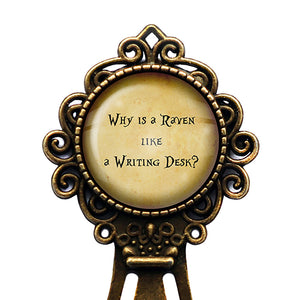 Alice in Wonderland Raven Writing Desk Bronze Bookmark