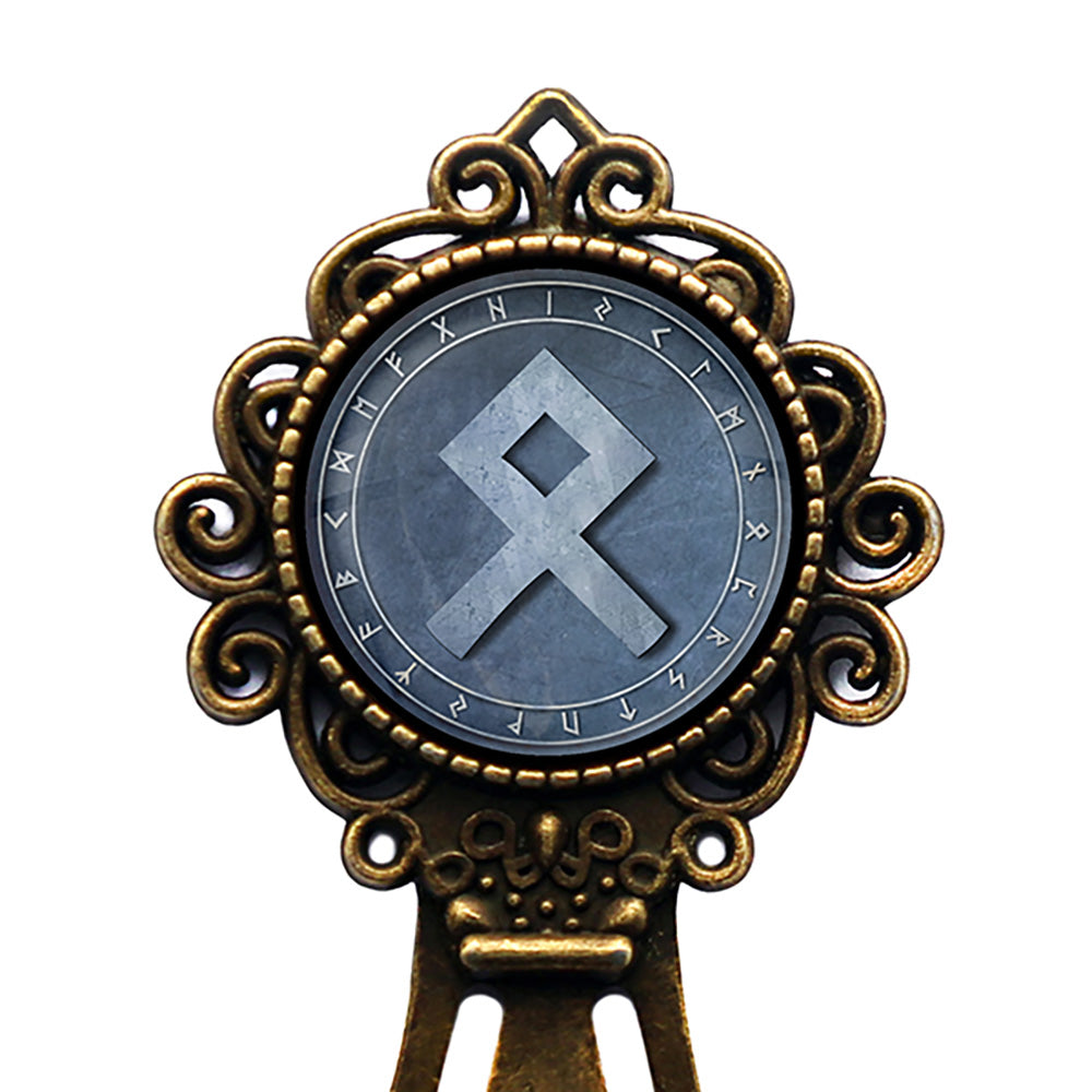 Viking Runes Elder Futhark Rune Circle O Othala Ancestral Bronze Bookmark