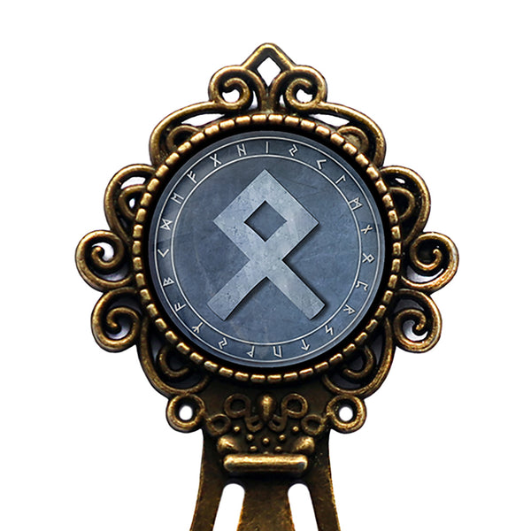 Viking Runes Elder Futhark Rune Circle O Othala Ancestral Bronze Bookmark
