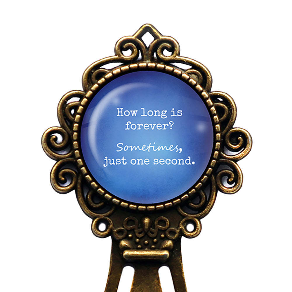 Alice in Wonderland How Long is forever Just One Second Blue Bronze Bookmark