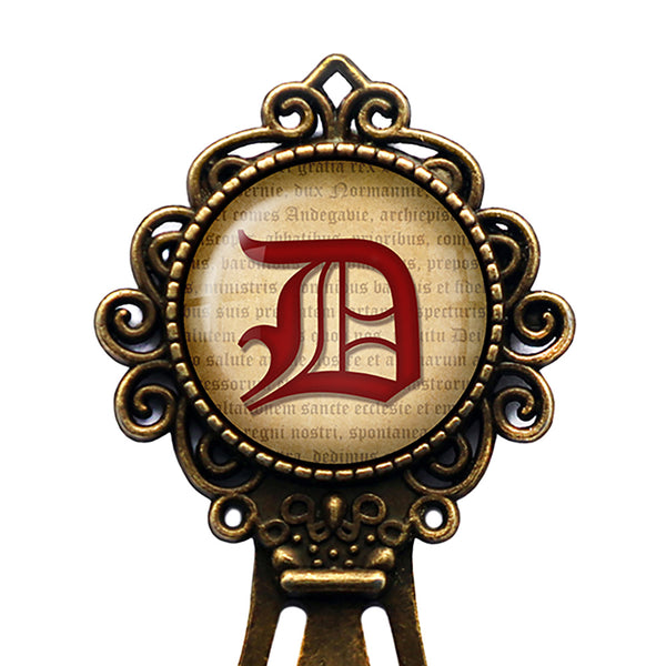 D Letter Old English Gothic Blackletter Magna Carta Bronze Bookmark